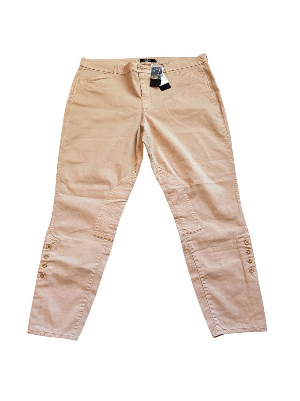 Lauren Ralph Lauren Women’s Tan Slim Pants-Button Ankle-Size 18-NWT